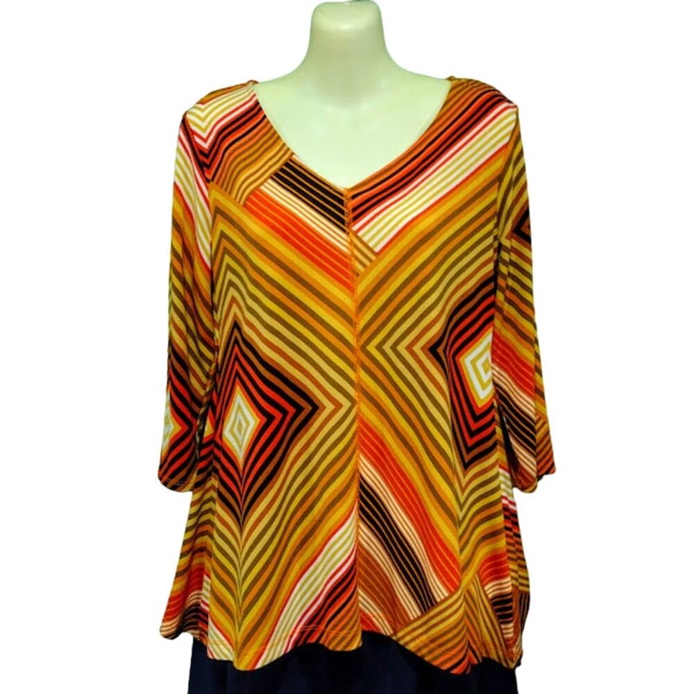 Skye's the Limit Striped Tunic with V-Neck, Multi Color, Size S